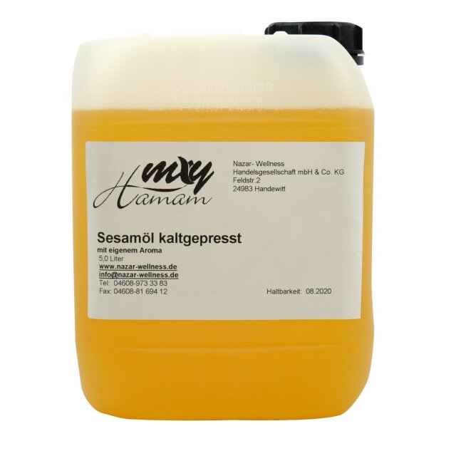 Sesamöl, kaltgepresst, mit eigenem Aroma 5,0 Liter &bull; Massageöl