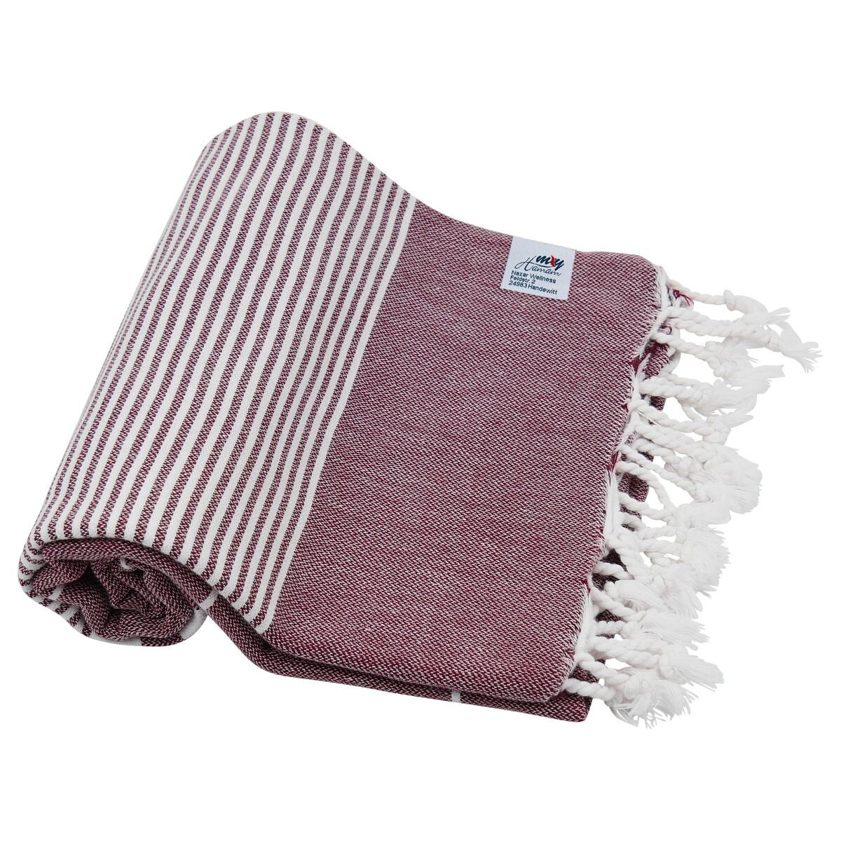 Saunatuch XL bordeaux weiss ca. 95x210 cm Nian | vorgewaschen