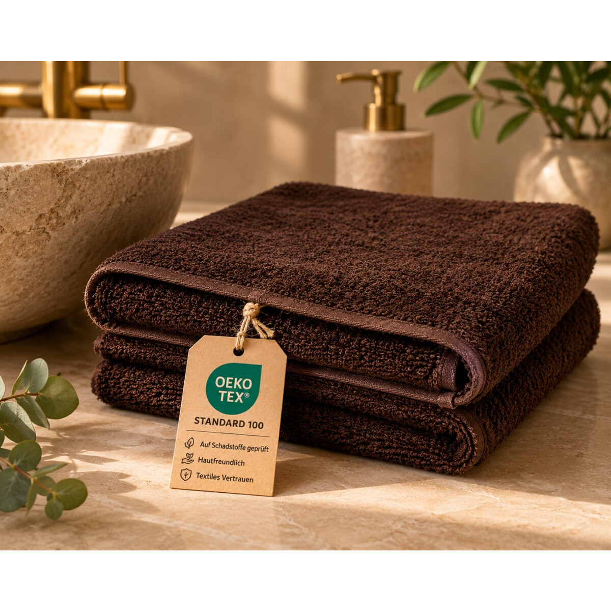 Premium Duschtuch 70x140 cm braun &ndash; 100% Baumwolle 500 g/m&sup2;  saugstark &amp; weich