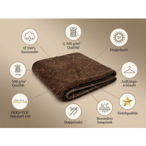 Premium Duschtuch 70x140 cm braun &ndash; 100% Baumwolle 500 g/m&sup2;  saugstark &amp; weich