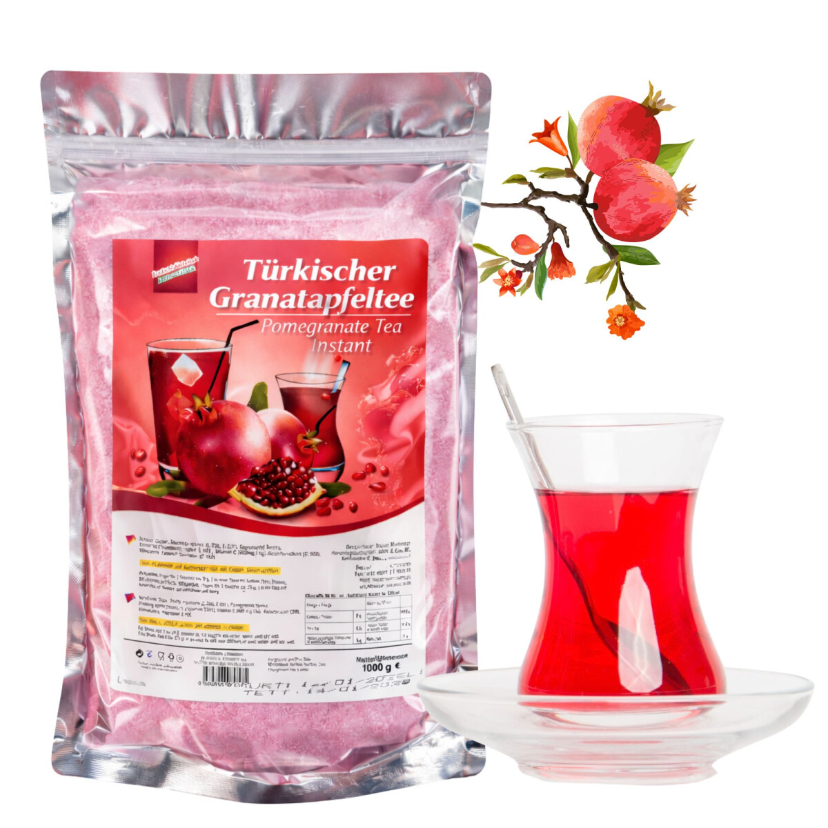 Granatapfeltee Pulver 1 kg Instantgetr&auml;nk k&ouml;stlich &amp; fruchtig