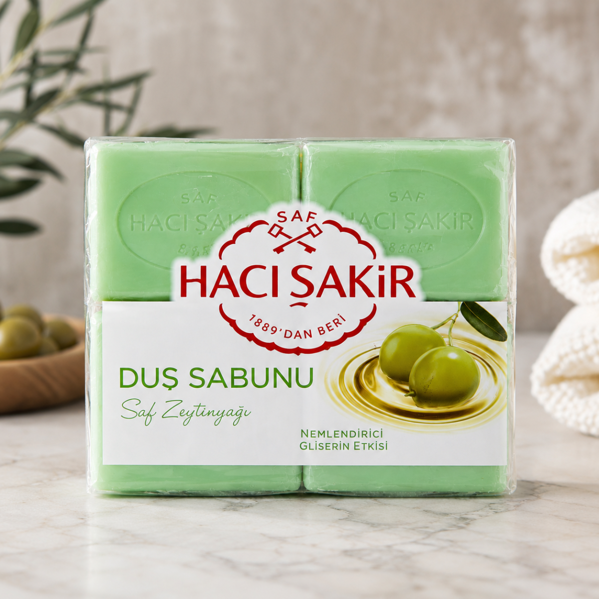 Pflegeseife &raquo;Haci Sakir&laquo; mit Oliven&ouml;l und Glycerin 4x125 g