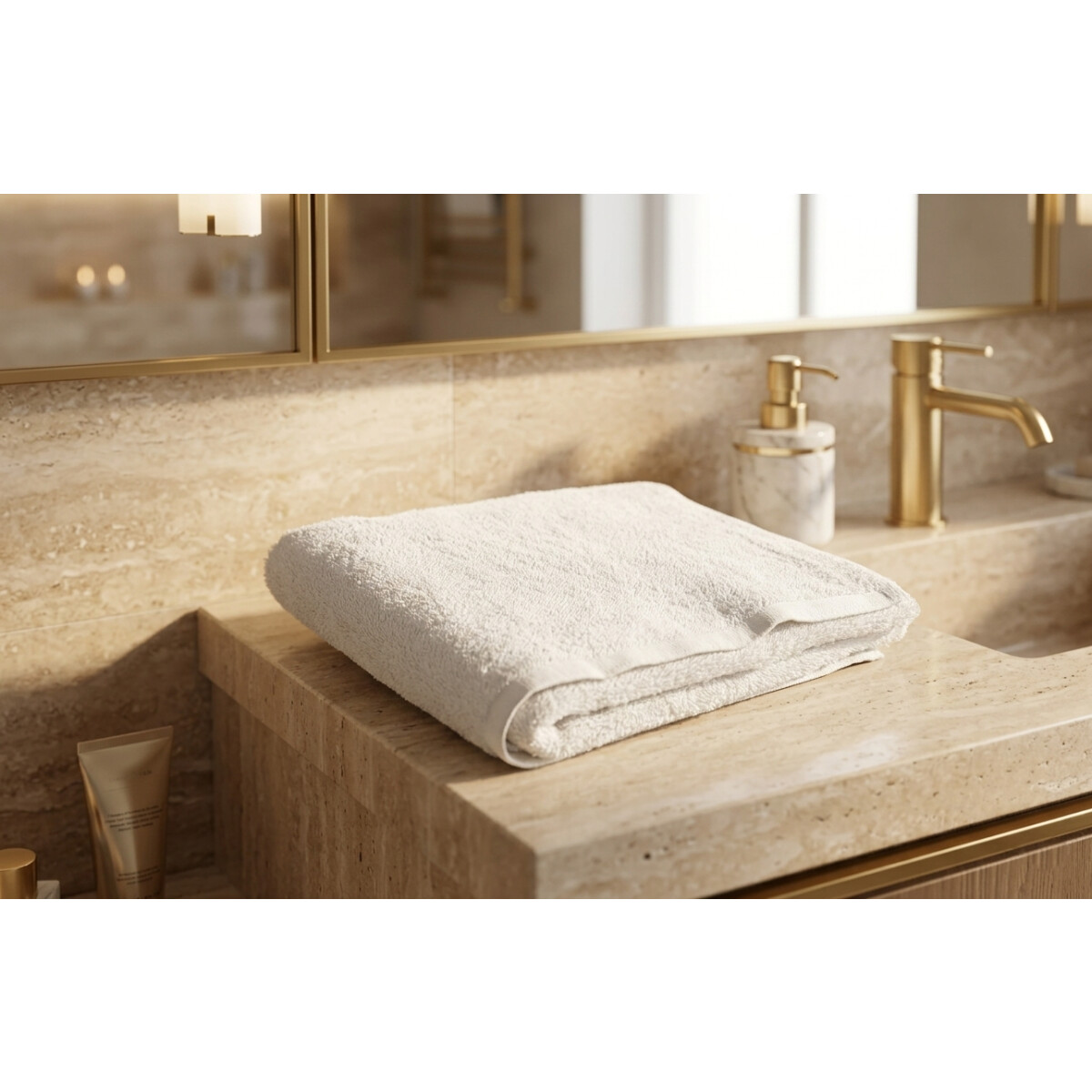 Handtuch 50x100 cm Wei&szlig; &ndash; Walkfrottier Hotelqualit&auml;t 500 g/m&sup2; Baumwolle