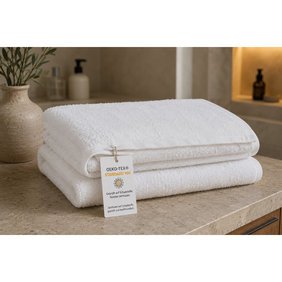 Handtuch 50x100 cm Wei&szlig; &ndash; Walkfrottier Hotelqualit&auml;t 500 g/m&sup2; Baumwolle