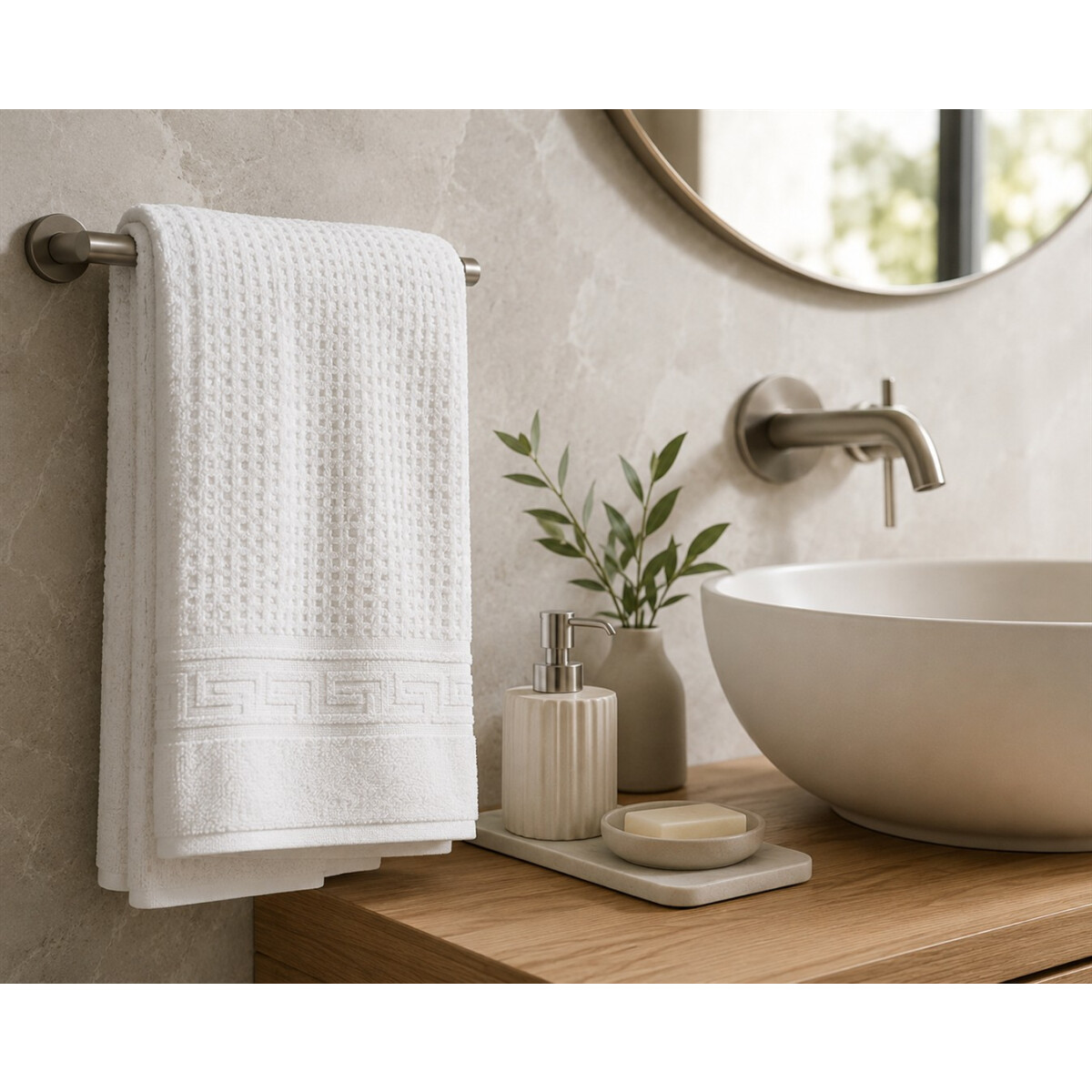 Handtuch 50x100 cm Wei&szlig; Wabenmuster &ndash; Walkfrottier Hotelqualit&auml;t 600 g/m&sup2; Baumwolle