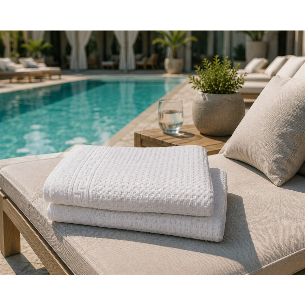 Handtuch 50x100 cm Wei&szlig; Wabenmuster &ndash; Walkfrottier Hotelqualit&auml;t 600 g/m&sup2; Baumwolle
