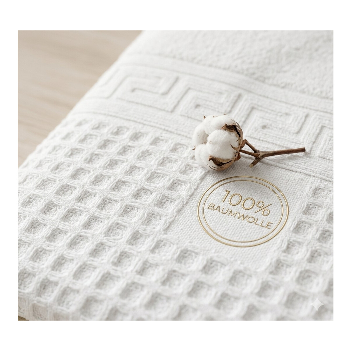 Handtuch 50x100 cm Wei&szlig; Wabenmuster &ndash; Walkfrottier Hotelqualit&auml;t 600 g/m&sup2; Baumwolle