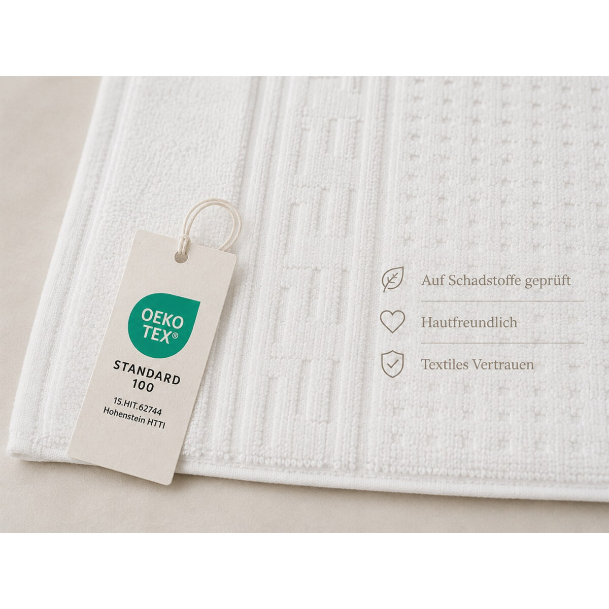 Handtuch 50x100 cm Wei&szlig; Wabenmuster &ndash; Walkfrottier Hotelqualit&auml;t 600 g/m&sup2; Baumwolle