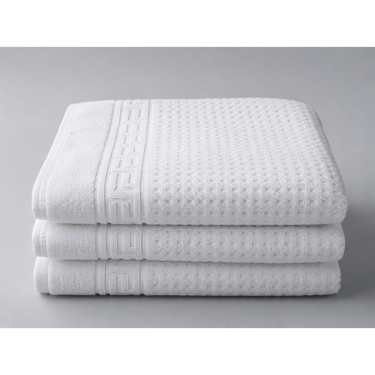 Handtuch 50x100 cm Wei&szlig; Wabenmuster &ndash; Walkfrottier Hotelqualit&auml;t 600 g/m&sup2; Baumwolle