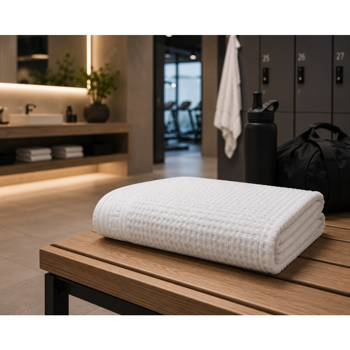 Handtuch 50x100 cm Wei&szlig; Wabenmuster &ndash; Walkfrottier Hotelqualit&auml;t 600 g/m&sup2; Baumwolle