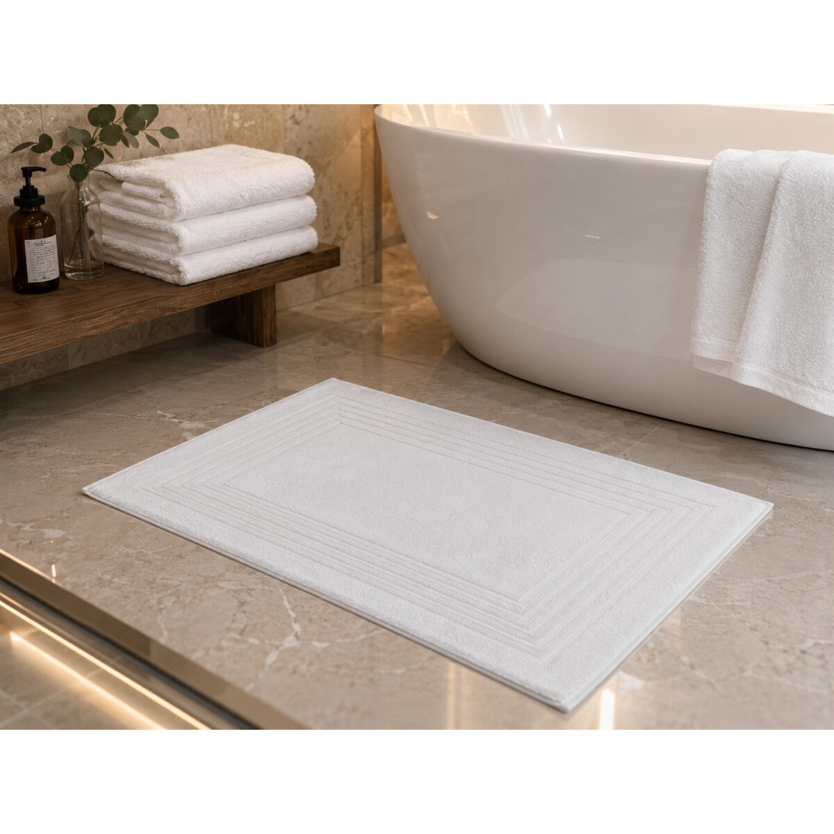 Badvorleger Badematte 50x75 cm Wei&szlig; 100% Baumwolle 650 g/m&sup2; Hotelqualit&auml;t Duschvorleger
