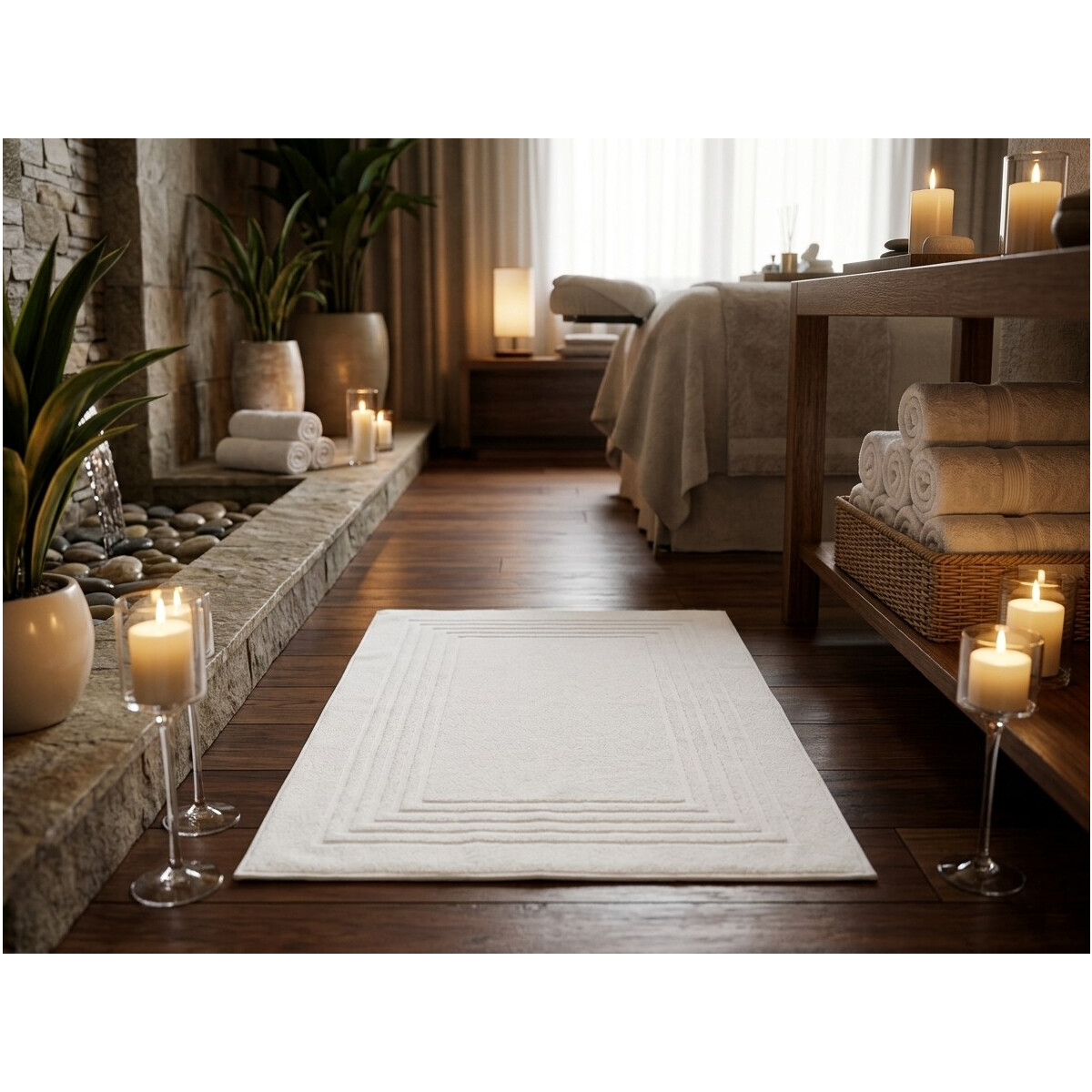 Badvorleger Badematte 50x75 cm Wei&szlig; 100% Baumwolle 650 g/m&sup2; Hotelqualit&auml;t Duschvorleger