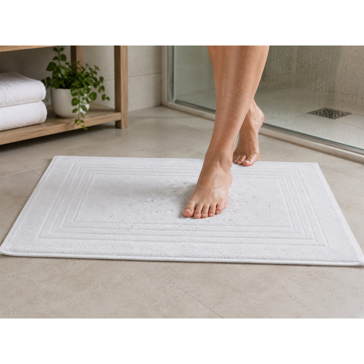 Badvorleger Badematte 50x75 cm Wei&szlig; 100% Baumwolle 650 g/m&sup2; Hotelqualit&auml;t Duschvorleger