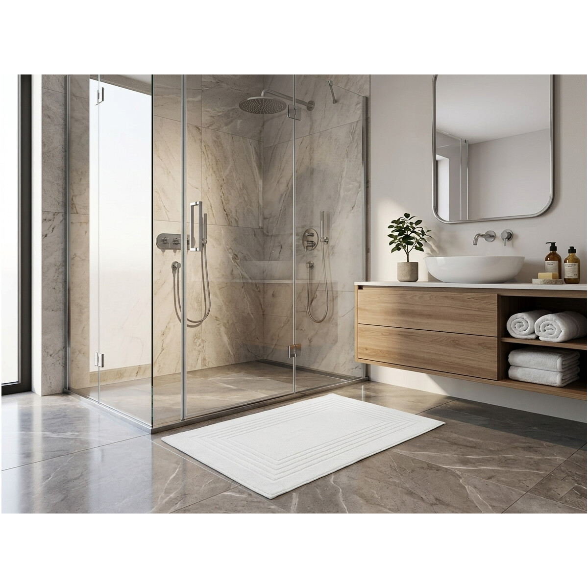 Badvorleger Badematte 50x75 cm Wei&szlig; 100% Baumwolle 650 g/m&sup2; Hotelqualit&auml;t Duschvorleger