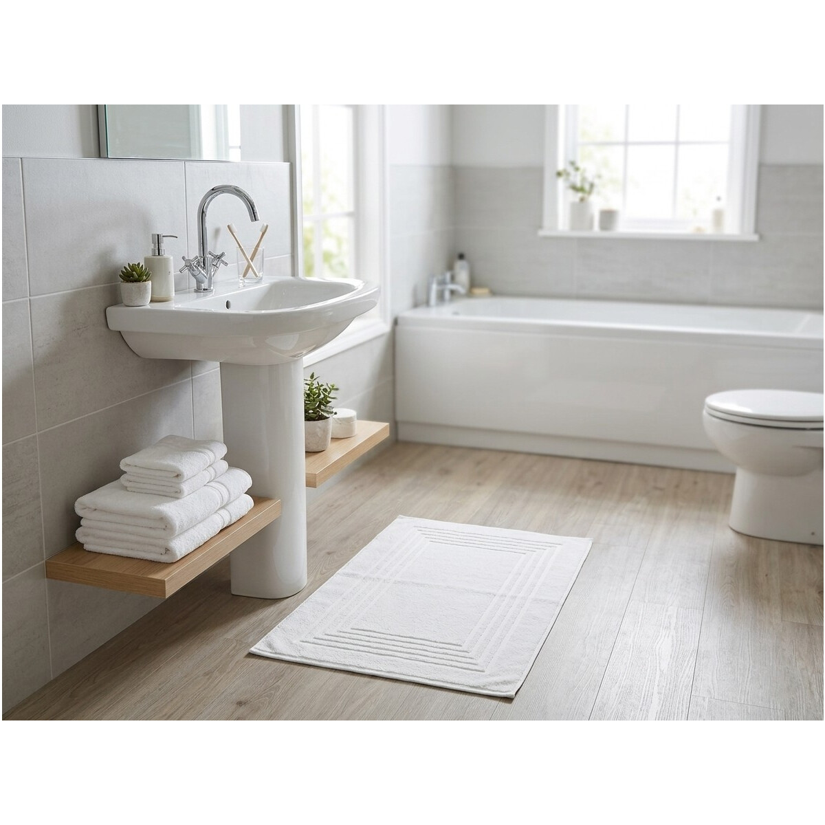 Badvorleger Badematte 50x75 cm Wei&szlig; 100% Baumwolle 650 g/m&sup2; Hotelqualit&auml;t Duschvorleger