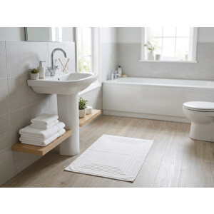 Badvorleger Badematte 50x75 cm Wei&szlig; 100% Baumwolle 650 g/m&sup2; Hotelqualit&auml;t Duschvorleger