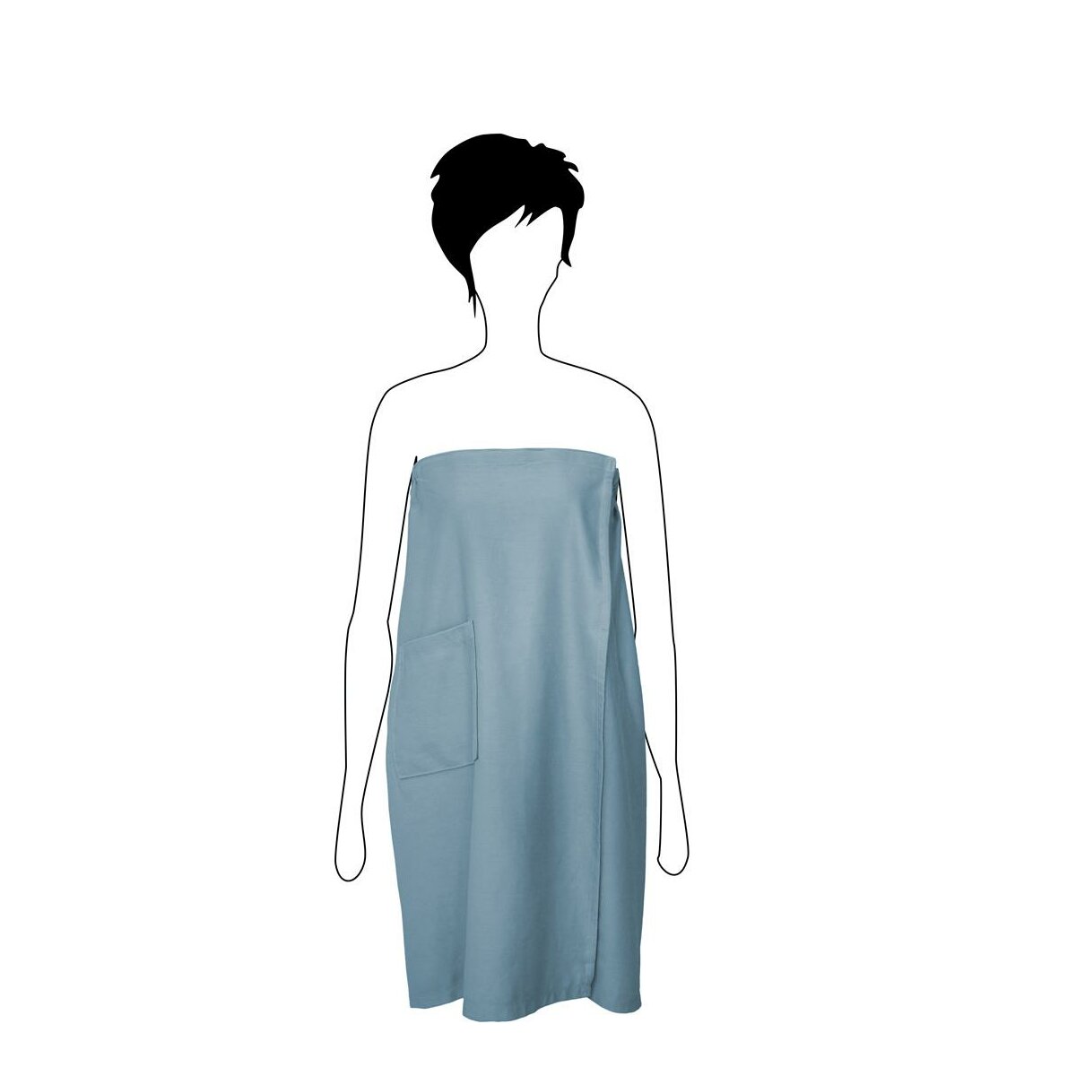 Saunakilt f&uuml;r Damen mit Gummibund und Klettverschlu&szlig; | taubenblau