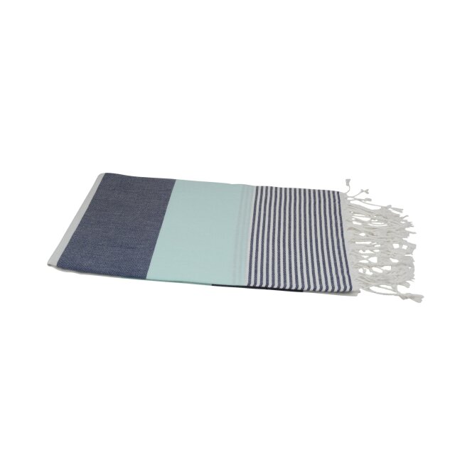Hamamtuch weiß marineblau mint ca. 100x175 cm Stripes