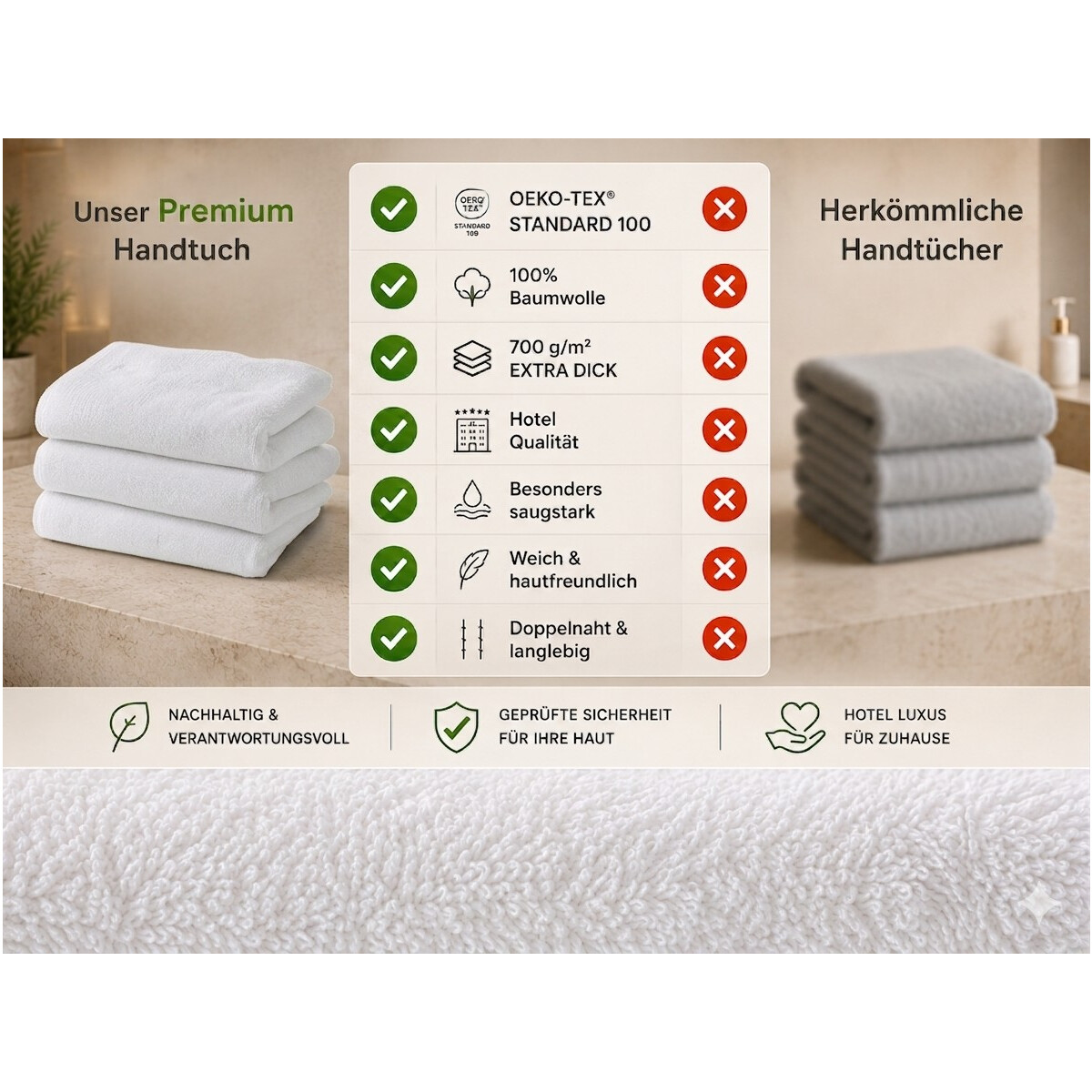 Duschtuch wei&szlig; ca. 70x140 cm | strapazierf&auml;hige Hotelserie Qualit&auml;t ca. 700 g/m&sup2;