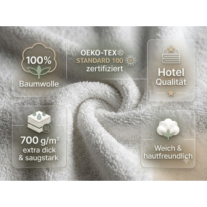 Duschtuch wei&szlig; ca. 70x140 cm | strapazierf&auml;hige Hotelserie Qualit&auml;t ca. 700 g/m&sup2;