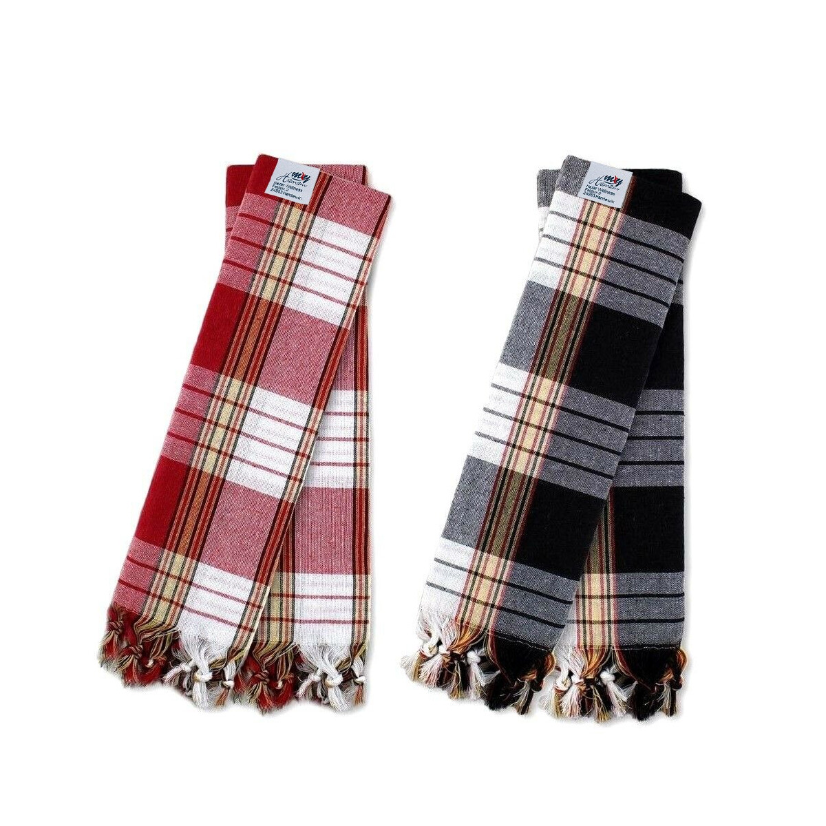Hamamset Classic 2x rot und 2x schwarz Pestemal