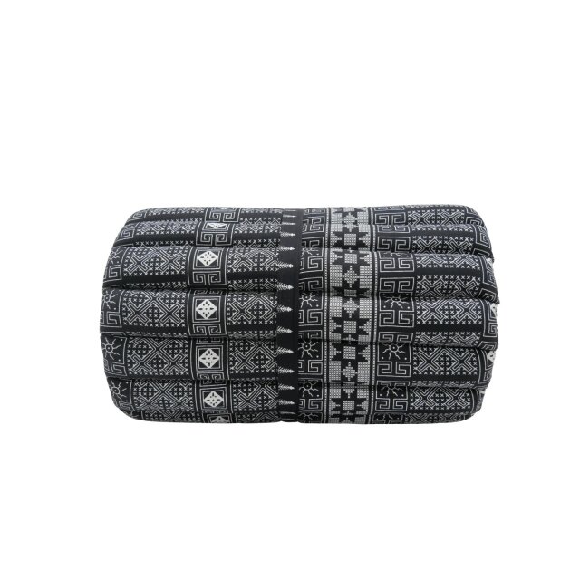 Thai-Matratze rollbar Gr. S, schwarz-weiß orientalisches Muster, ca. 190x50x5 cm