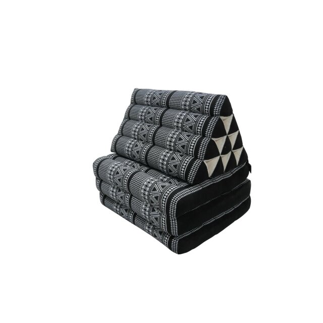 Dreifach-Matte mit Dreieck-Kissen schwarz-weiß graphisches Muster ca. 170x53x33 cm