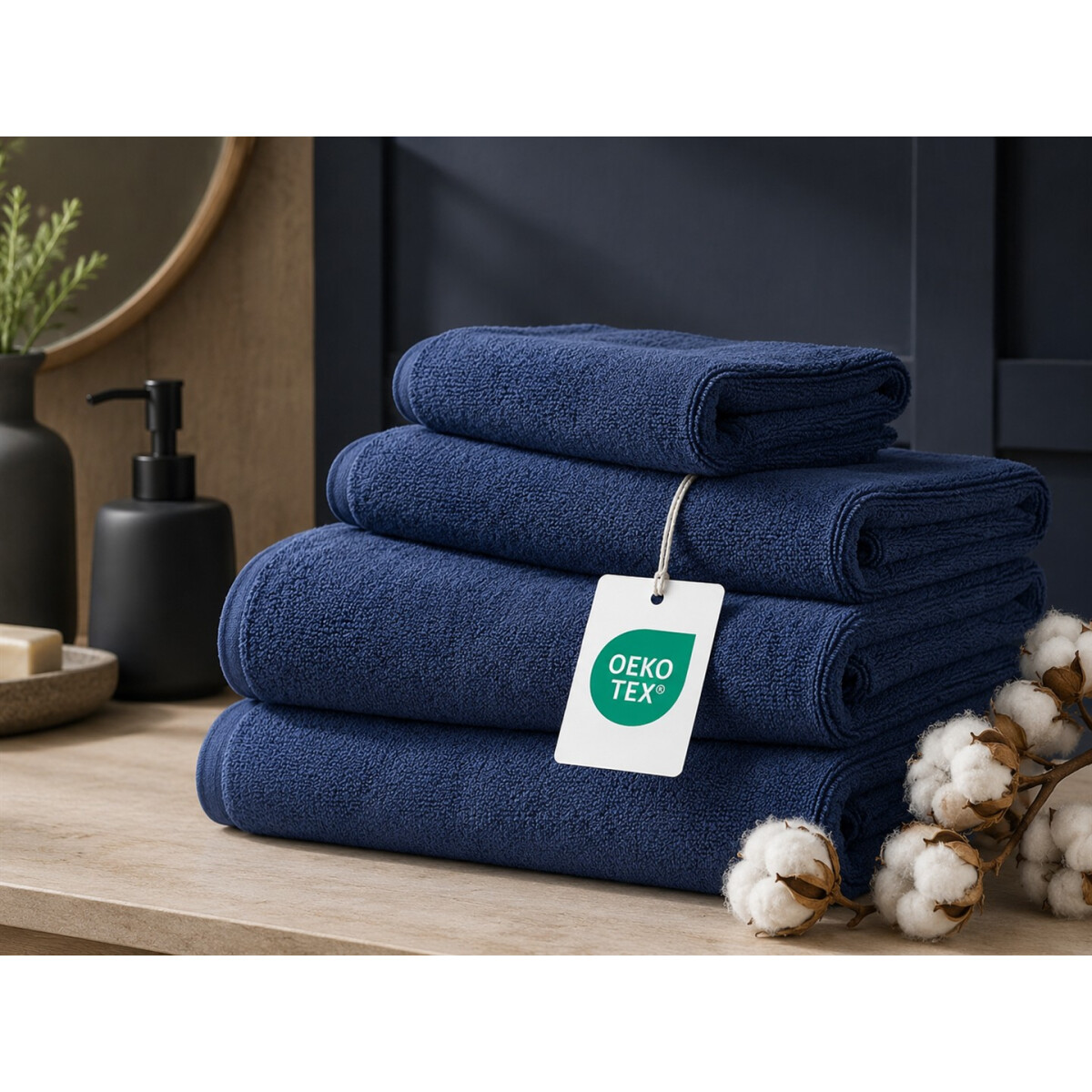 Duschtuch 70x140 cm marineblau | Hotelqualit&auml;t Walkfrottier 100% Baumwolle 20/2 Ringgarn