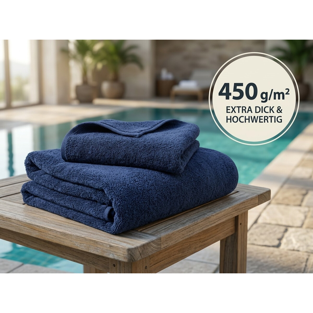 Duschtuch 70x140 cm marineblau | Hotelqualit&auml;t Walkfrottier 100% Baumwolle 20/2 Ringgarn