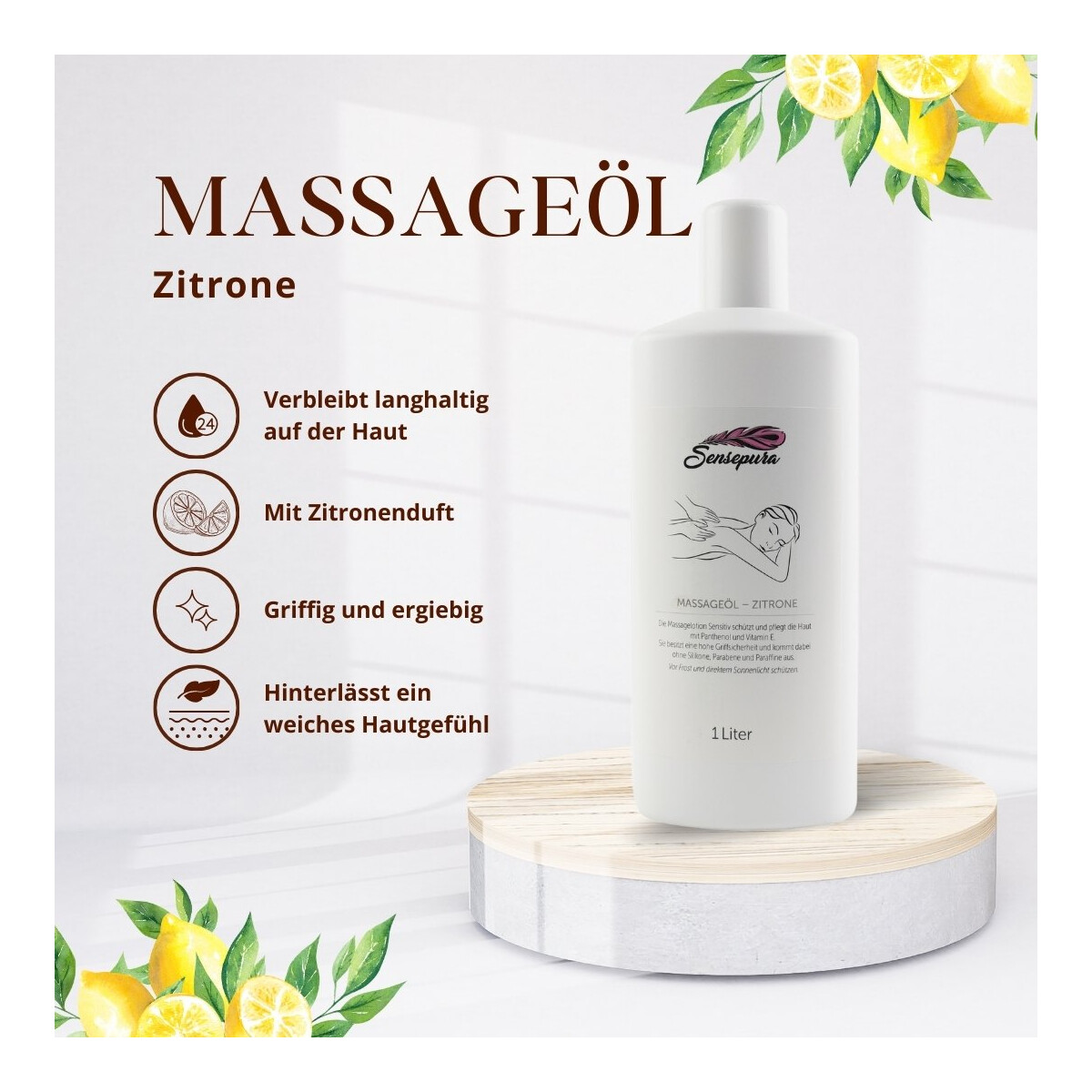 Massage&ouml;l Zitrone 1 Liter | Sensepura