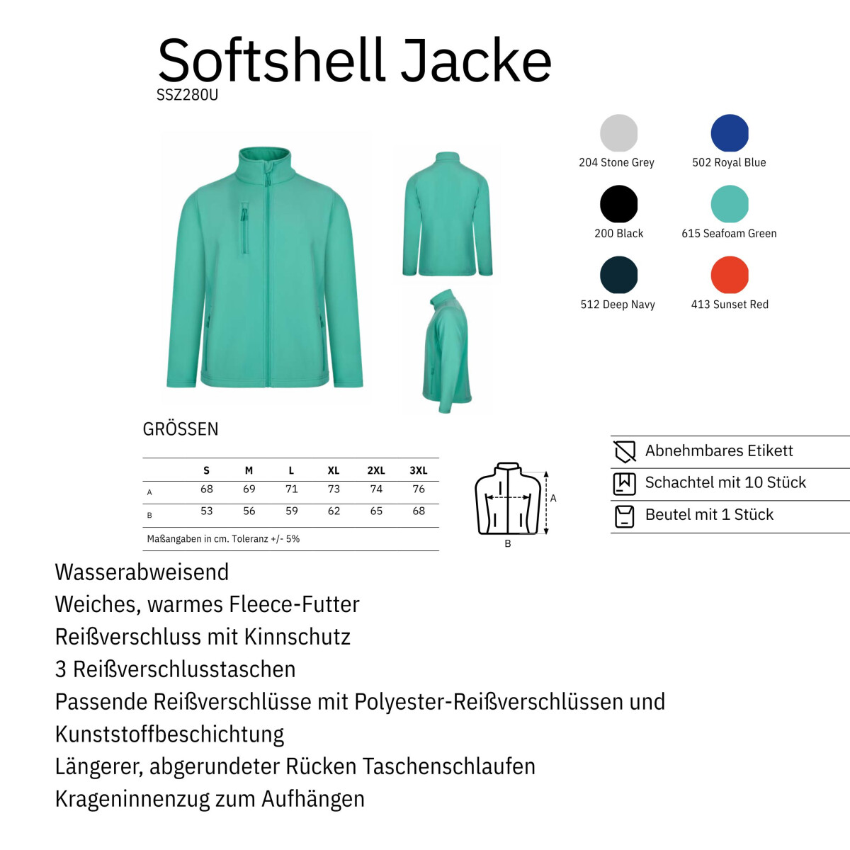 Softshell Jacke wasserabweisend ⚥