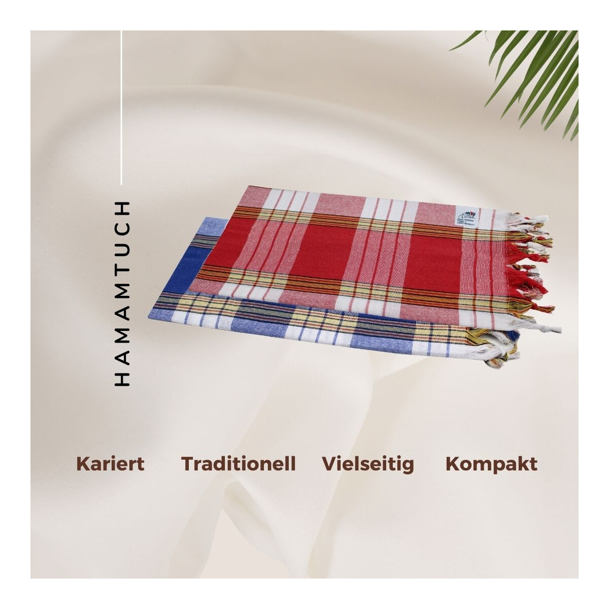 Hamamtuch Set 2 St&uuml;ck kariert blau und rot Classic Pestemal