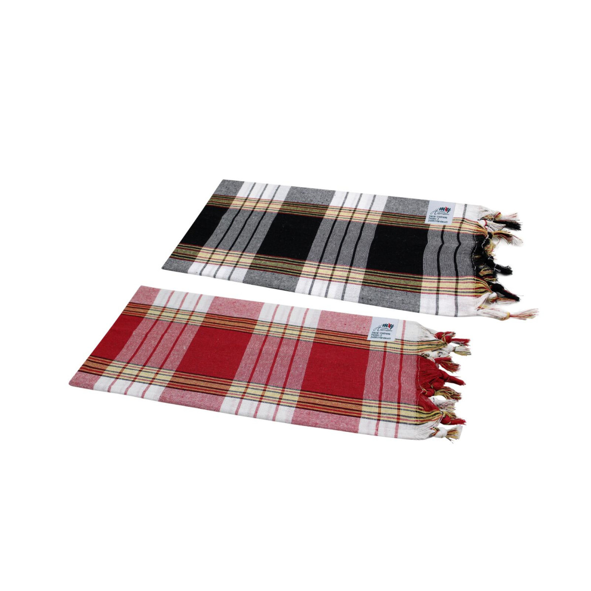 Hamamtuch Set 2 St&uuml;ck kariert schwarz und rot Classic Pestemal