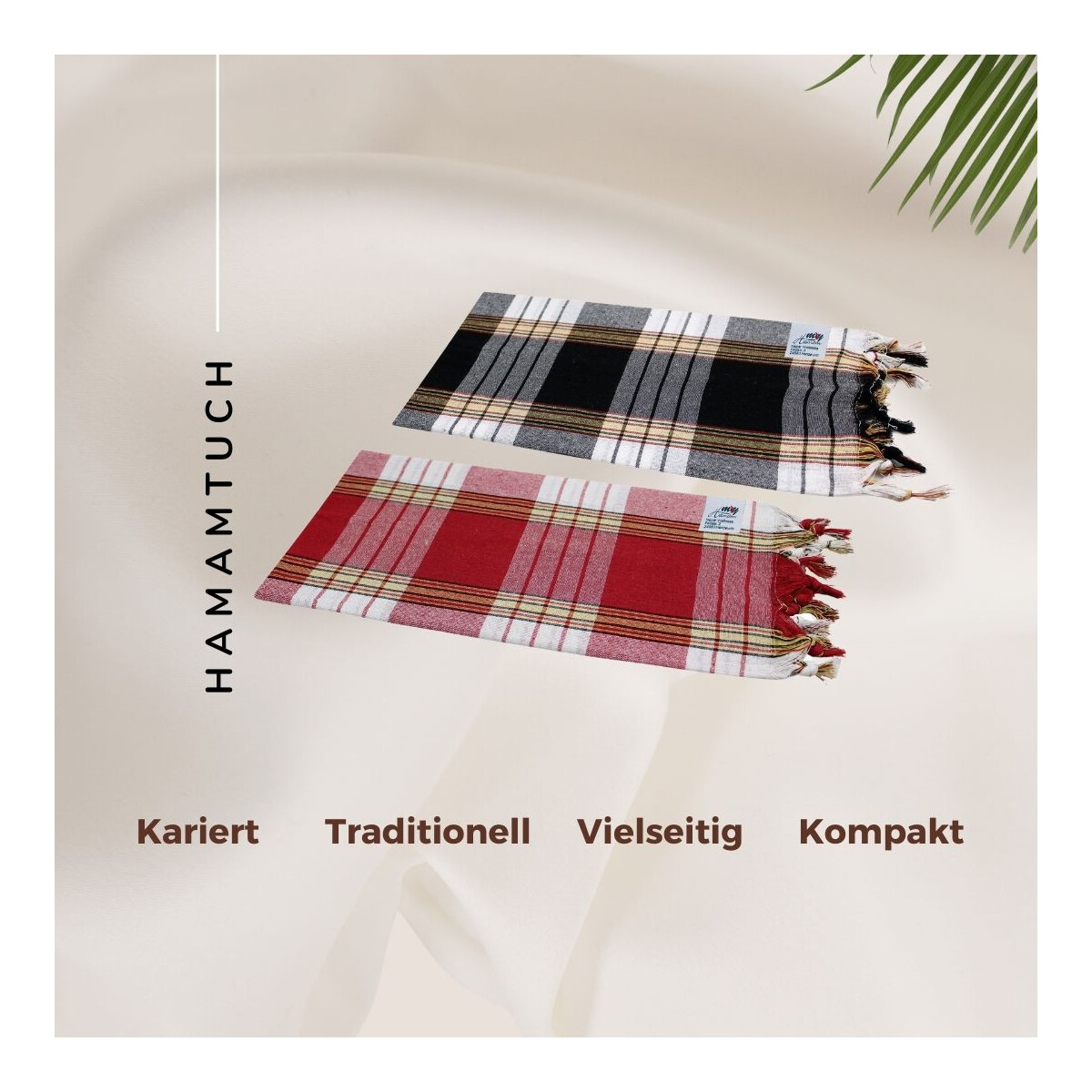 Hamamtuch Set 2 St&uuml;ck kariert schwarz und rot Classic Pestemal