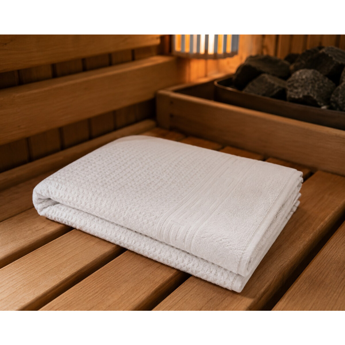 Duschtuch Wei&szlig; 70x140 cm &ndash; Hotel Qualit&auml;t, 100% Baumwolle, Wabenmuster