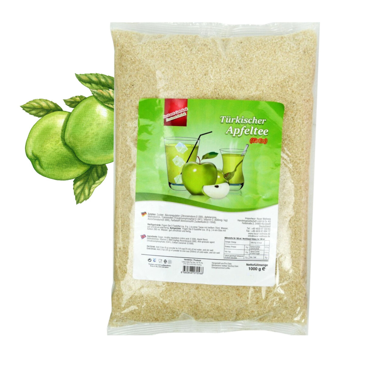 T&uuml;rkischer Apfeltee Pulver lecker &amp; fruchtig 1 kg Instanttee gr&uuml;ner Apfel