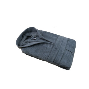 Bademantel mit Kapuze 100% Baumwolle Frottier ca. 400 g/m&sup2; ⚥ anthrazit 2XL