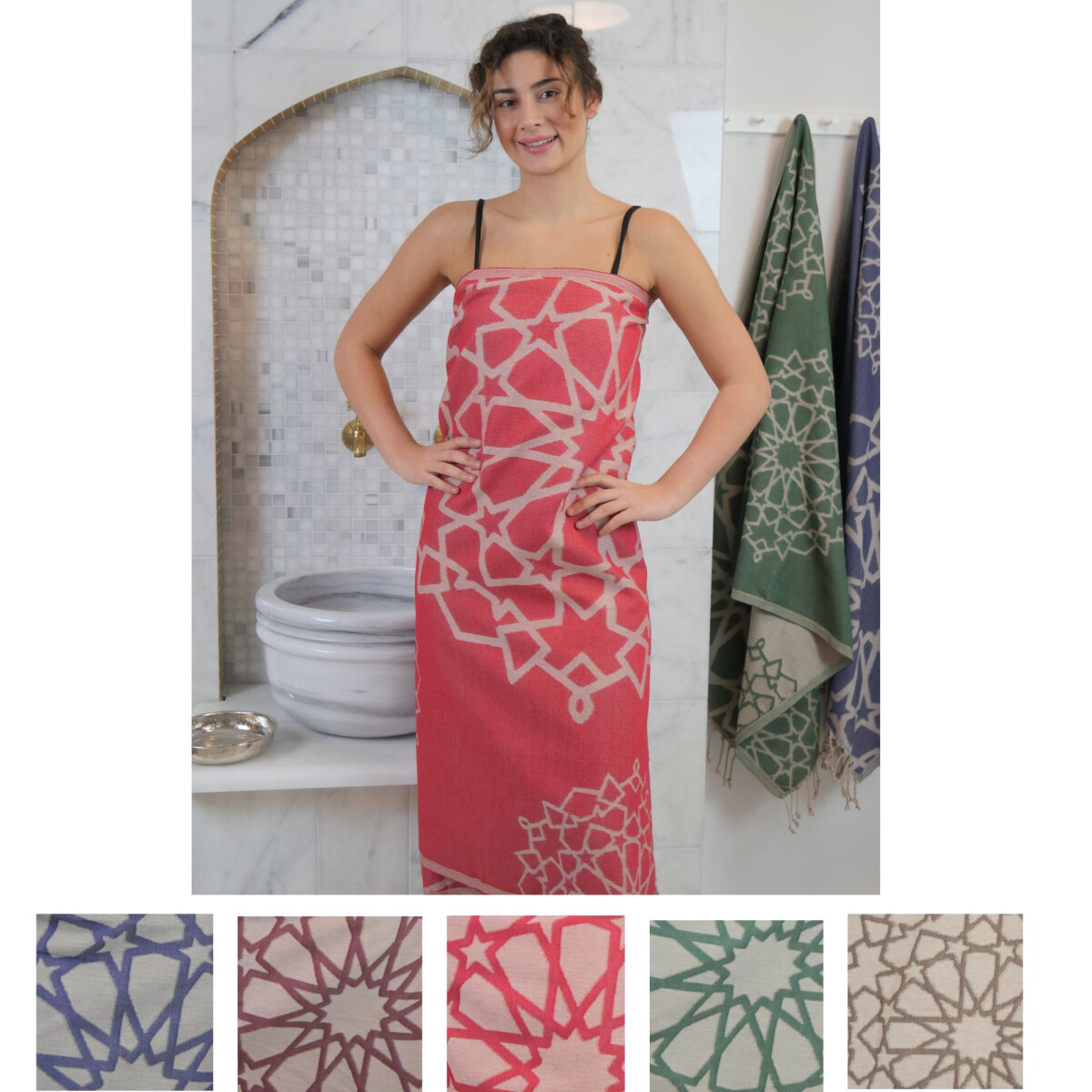 Hamamtuch 100x180 cm "Mosaik" - myHamam | in vielen Farben