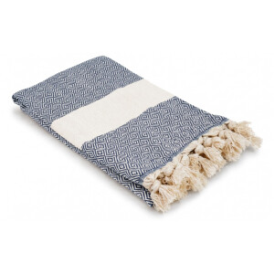 Pestemal Hamamtuch denim naturbeige ca. 100x180 cm "Diamant"