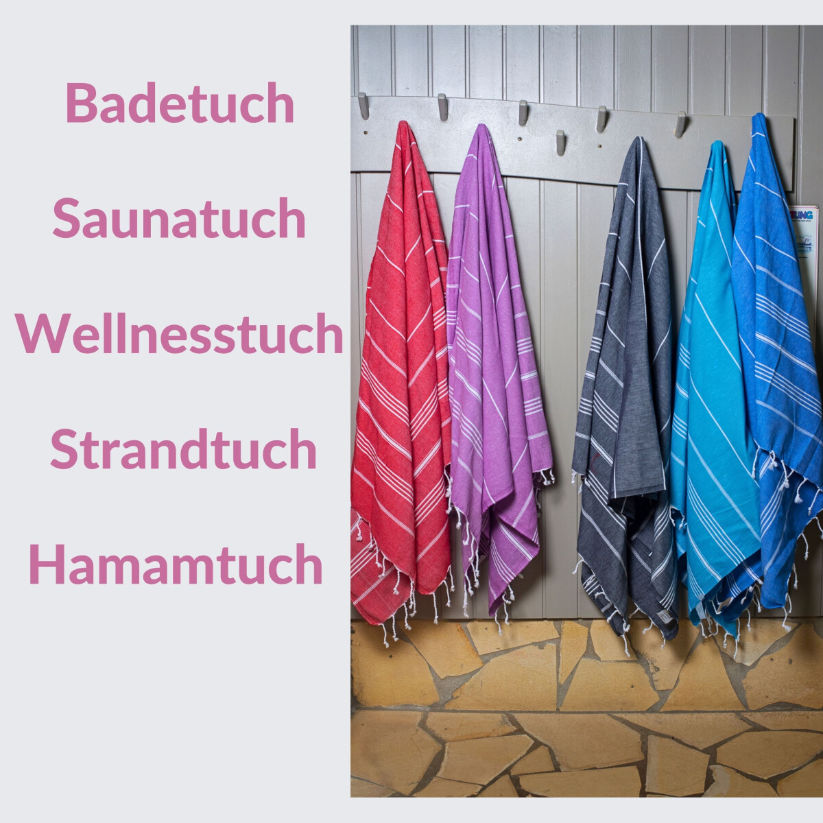 Hamamtuch Sultan t&uuml;rkis mit wei&szlig;en Streifen ca. 100x180 cm
