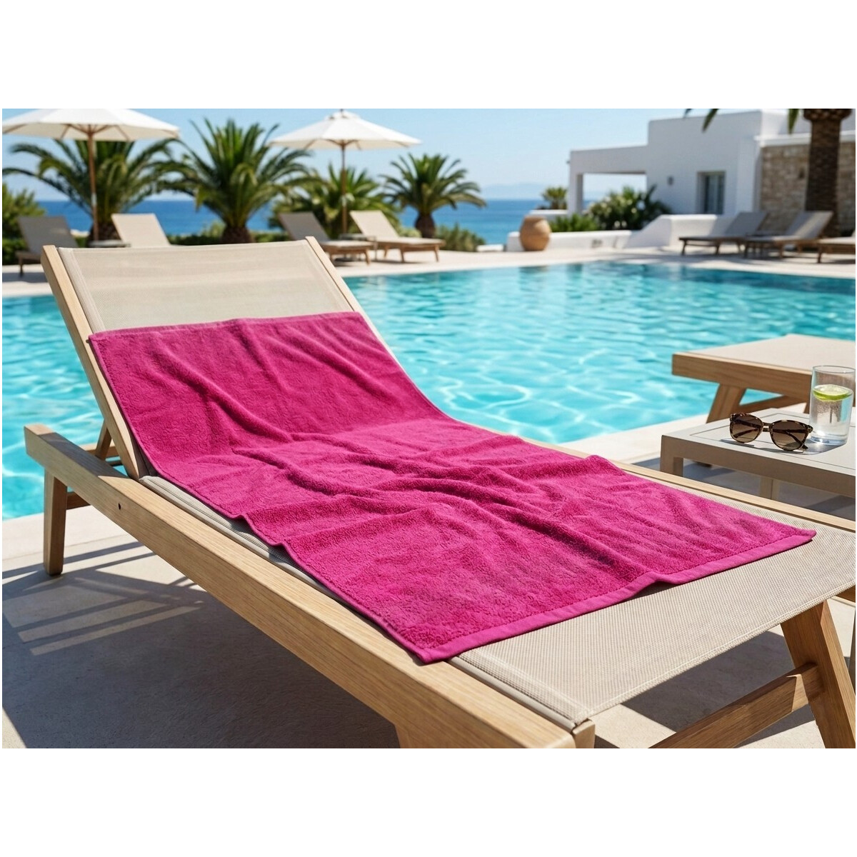 Duschtuch 70 x 140 cm Magenta 100 % Baumwolle 400 gm&sup2; weich und saugstark