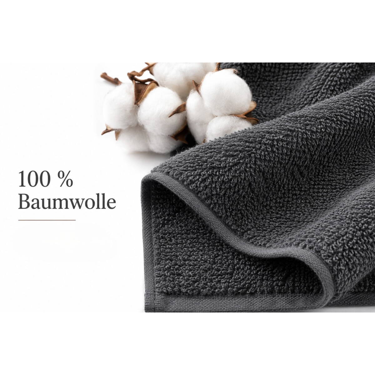 Handtuch Anthrazit 50x90 cm aus 100% Baumwolle &ndash; Weich, Saugstark, 400 g/m&sup2;