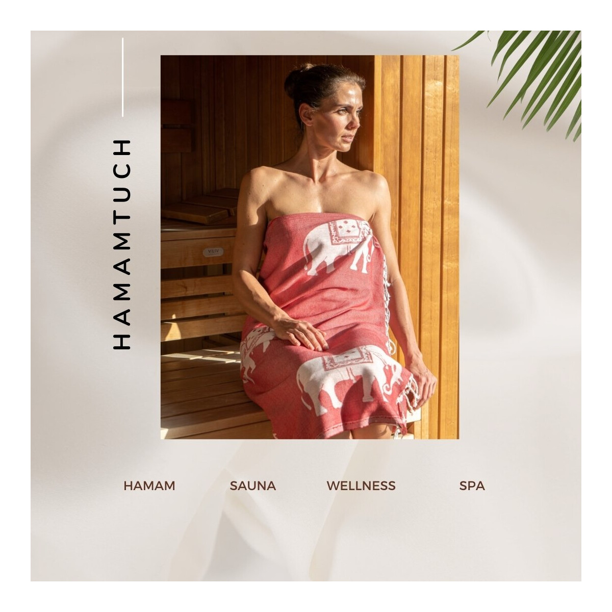 Saunatuch Hamamtuch mit Elefanten-Muster (gro&szlig;)