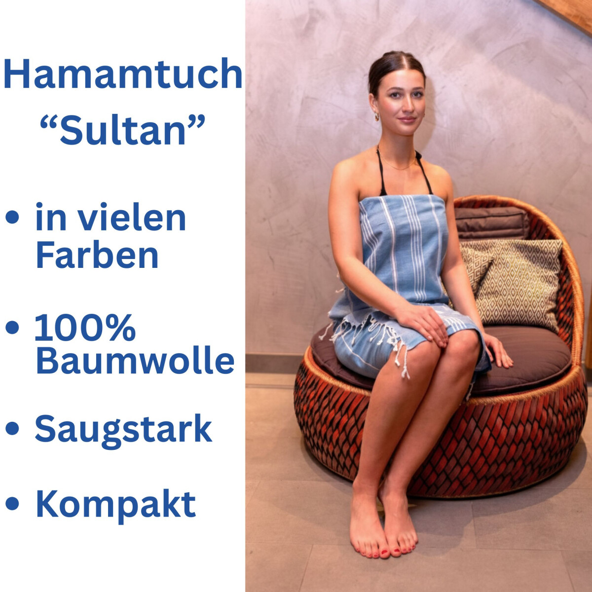Hamamtuch Sultan olivgr&uuml;n mit wei&szlig;en Streifen ca. 100x180 cm